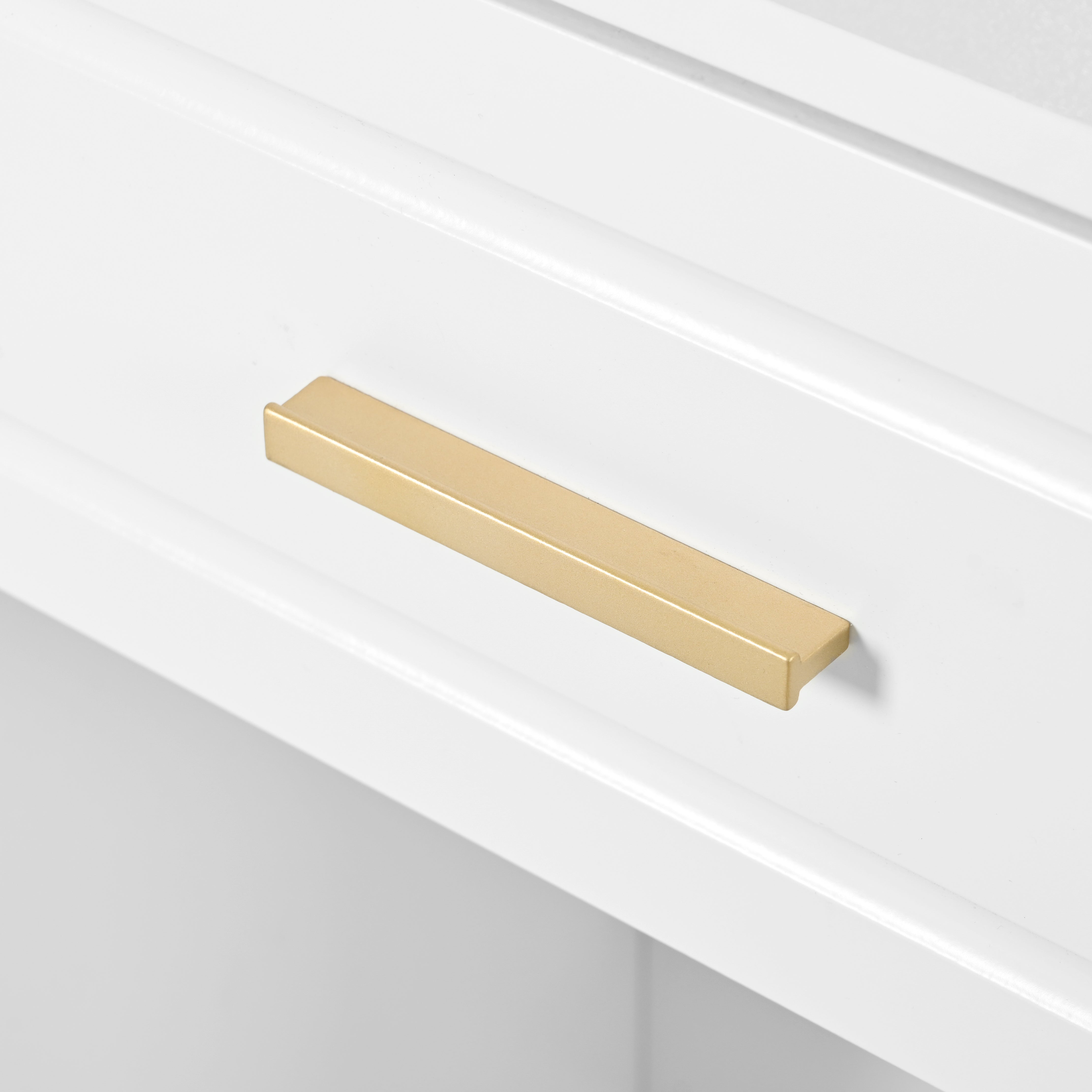 Dressing table with mirror, LED lighting, 9 drawers, white