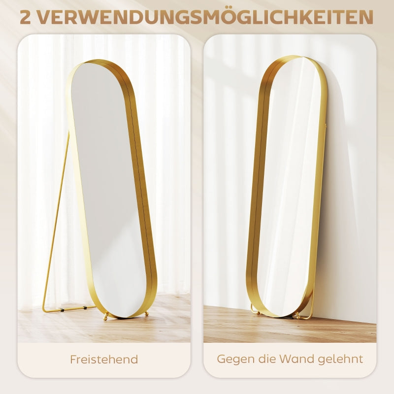 Ganzkörperspiegel, 160 x 50 cm, Metallrahmen, Gold
