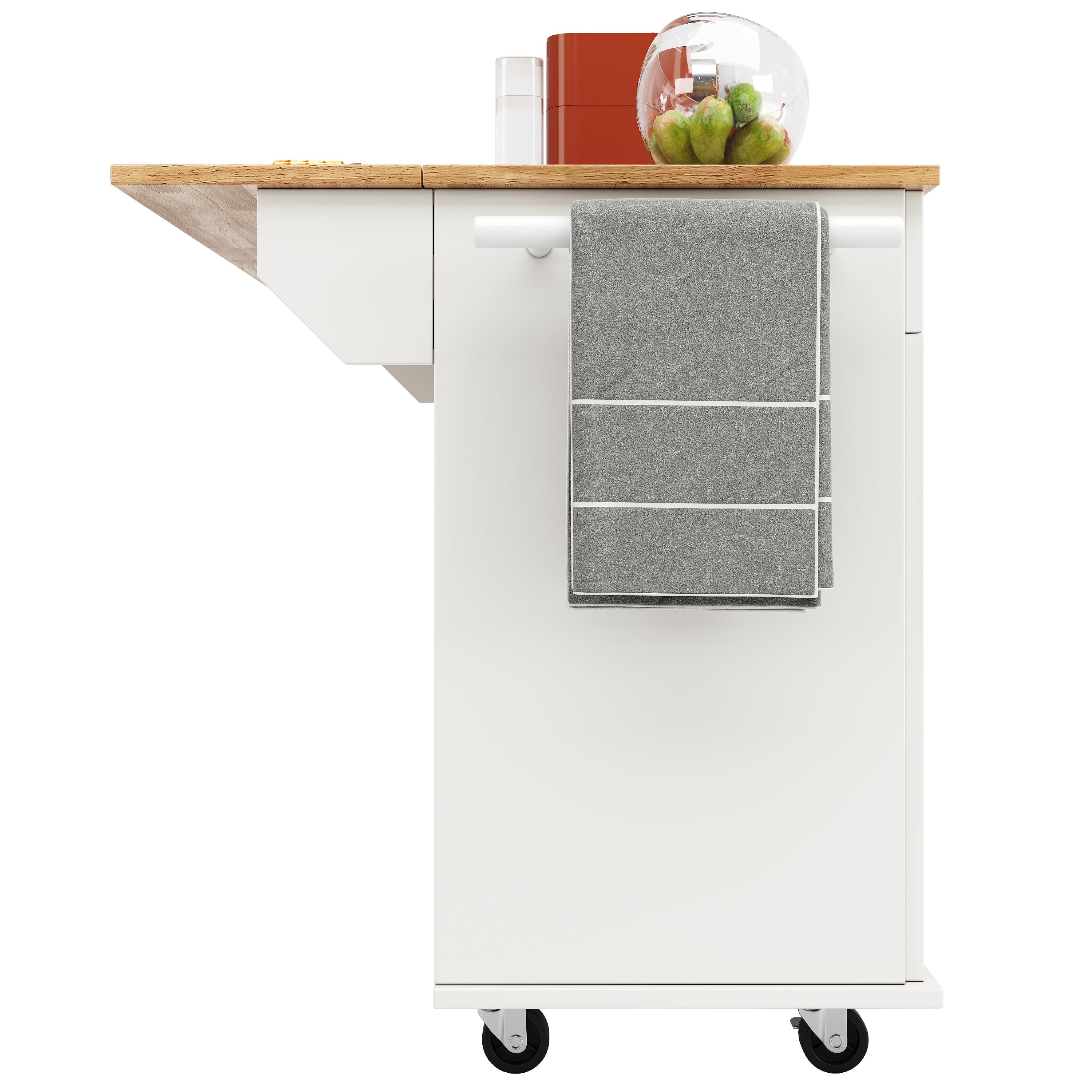 Modern Kitchen Island Dining Table Storage 106cm - White