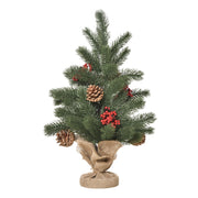 Artificial Christmas Tree 50cm, 55 Branches with Berries & Cones, PE & Cement