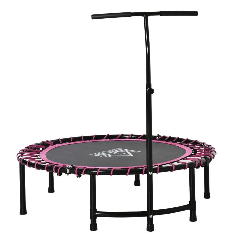 Mini Trampoline with Adjustable Handle, Round Steel Frame, Pink