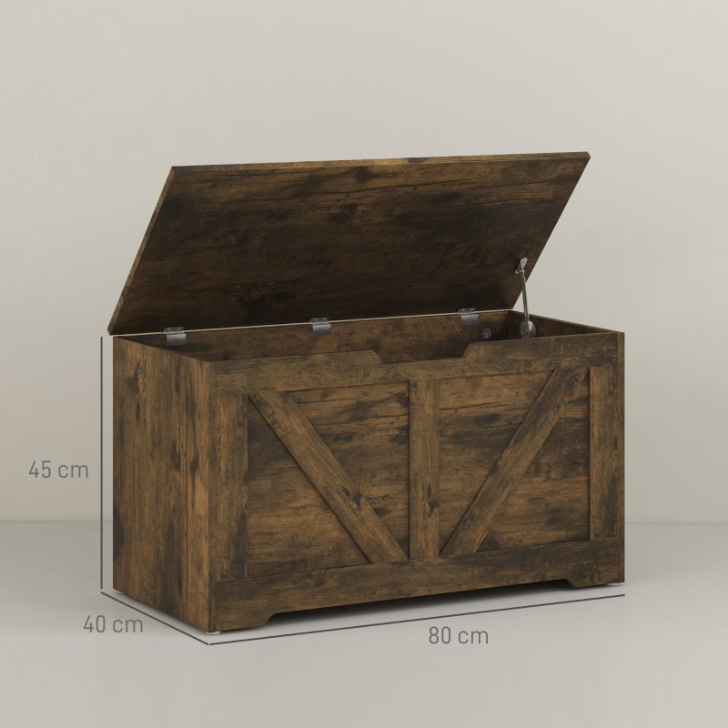 Home Storage Box 100L Safety Hinges Rustic Brown