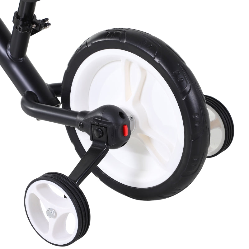 Children's Balance Bike with Training Wheels, Pedals and Adjustable Seat, Black