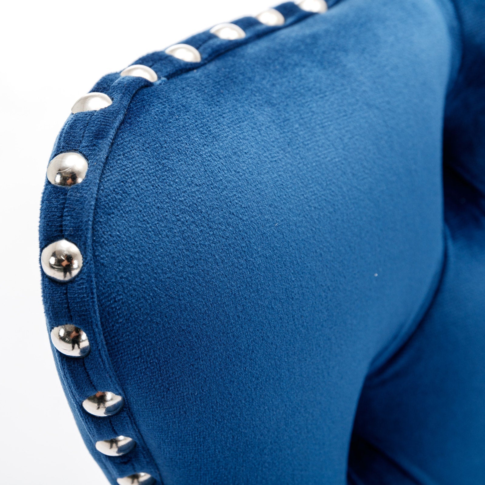 Swivel Velvet Barstools Adjustable Height Tufted Chrome Base Set of 2 - Blue