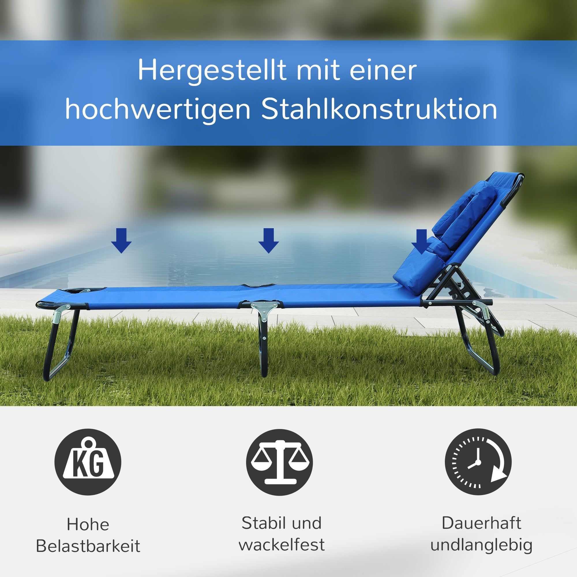 Sun Lounger Tripod with Reading Window, Face Opening, Blue