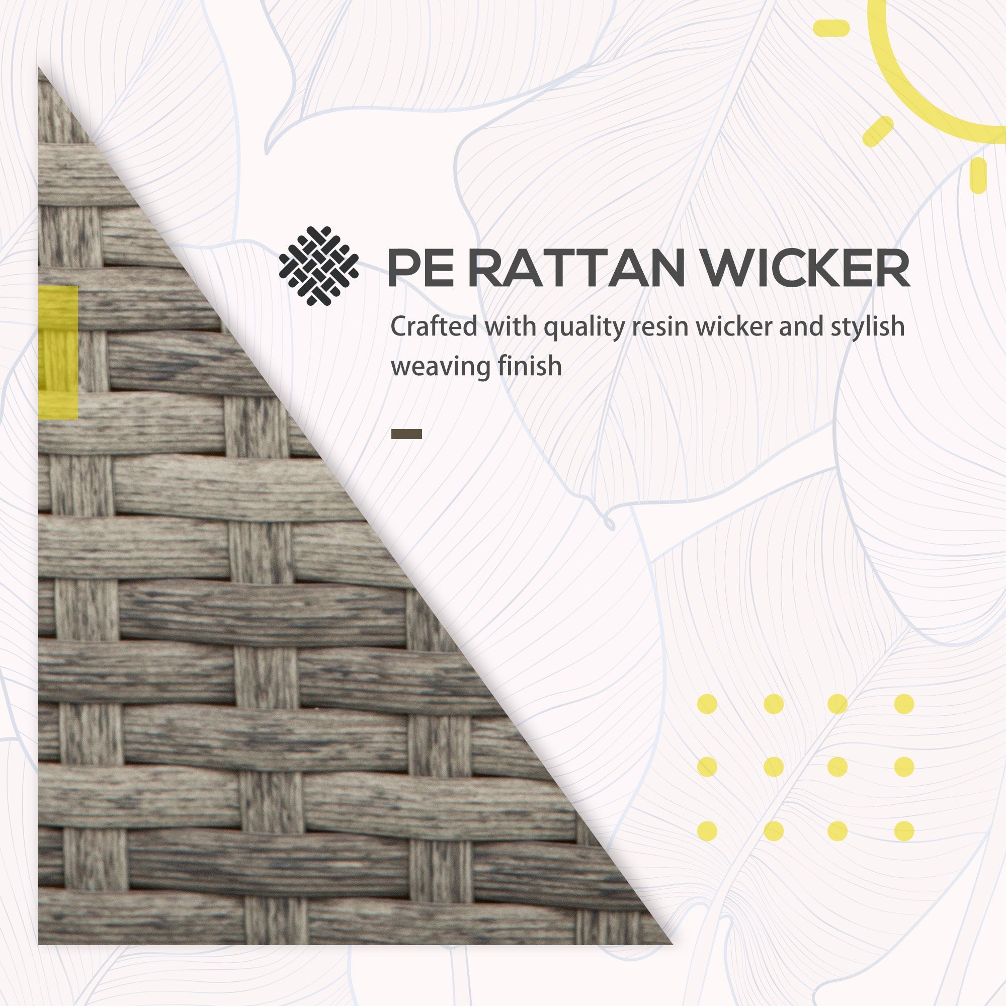 3-in-1 Rattan Bistro Set, Wicker Garden Furniture with 2-level Rising Table & Adjustable Sofa Lounger, Grey