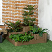 Raised Vegetable Bed, 3-Level Planter for Herbs 122x122x51 cm, Fir Wood Brown