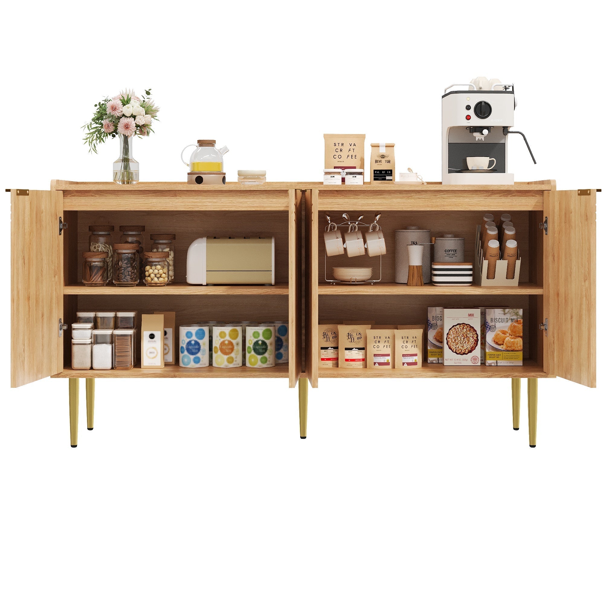 Sideboard Buffet Cabinet Storage 140x38x75cm - Modern Simple