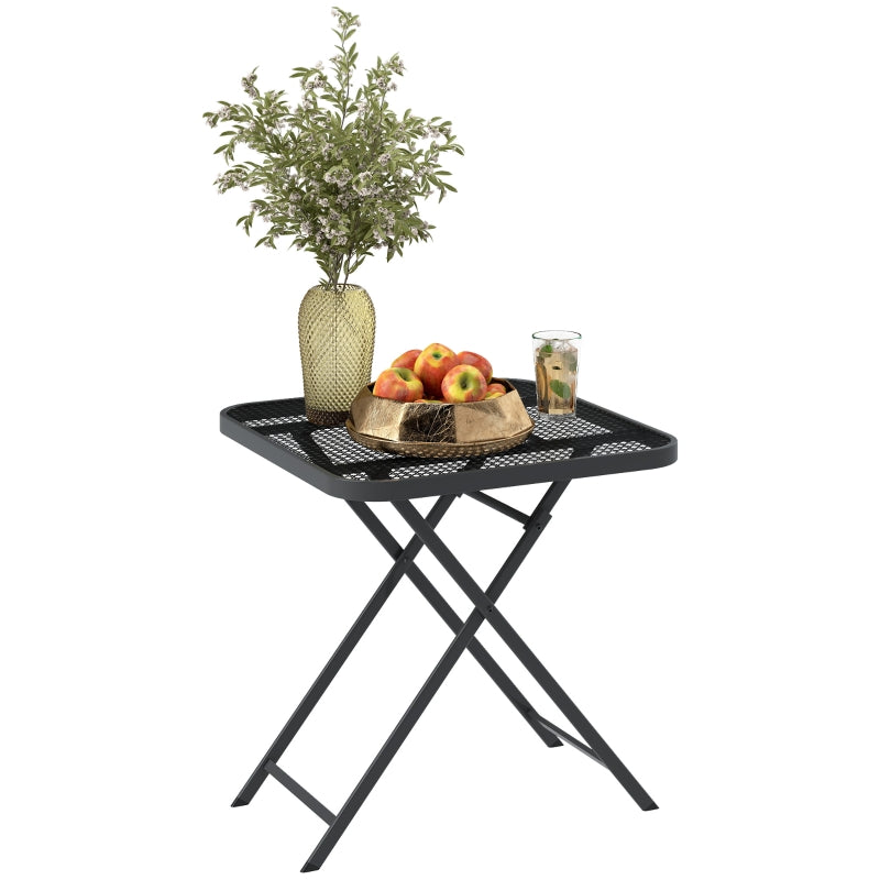 Klappbarer Gartentisch 70 x 70 cm, wetterfester Stahl, Schwarz
