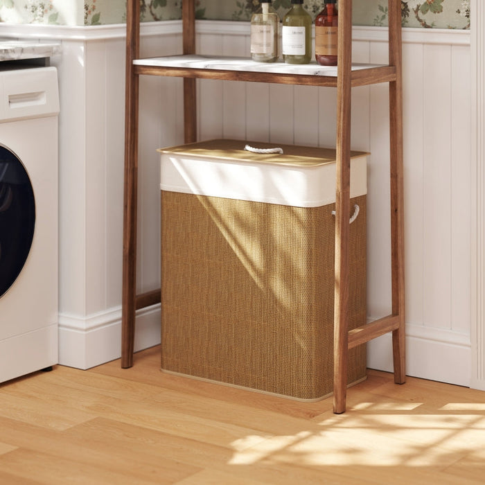 Bamboo Laundry Basket 100L with Rope Handles, Brown