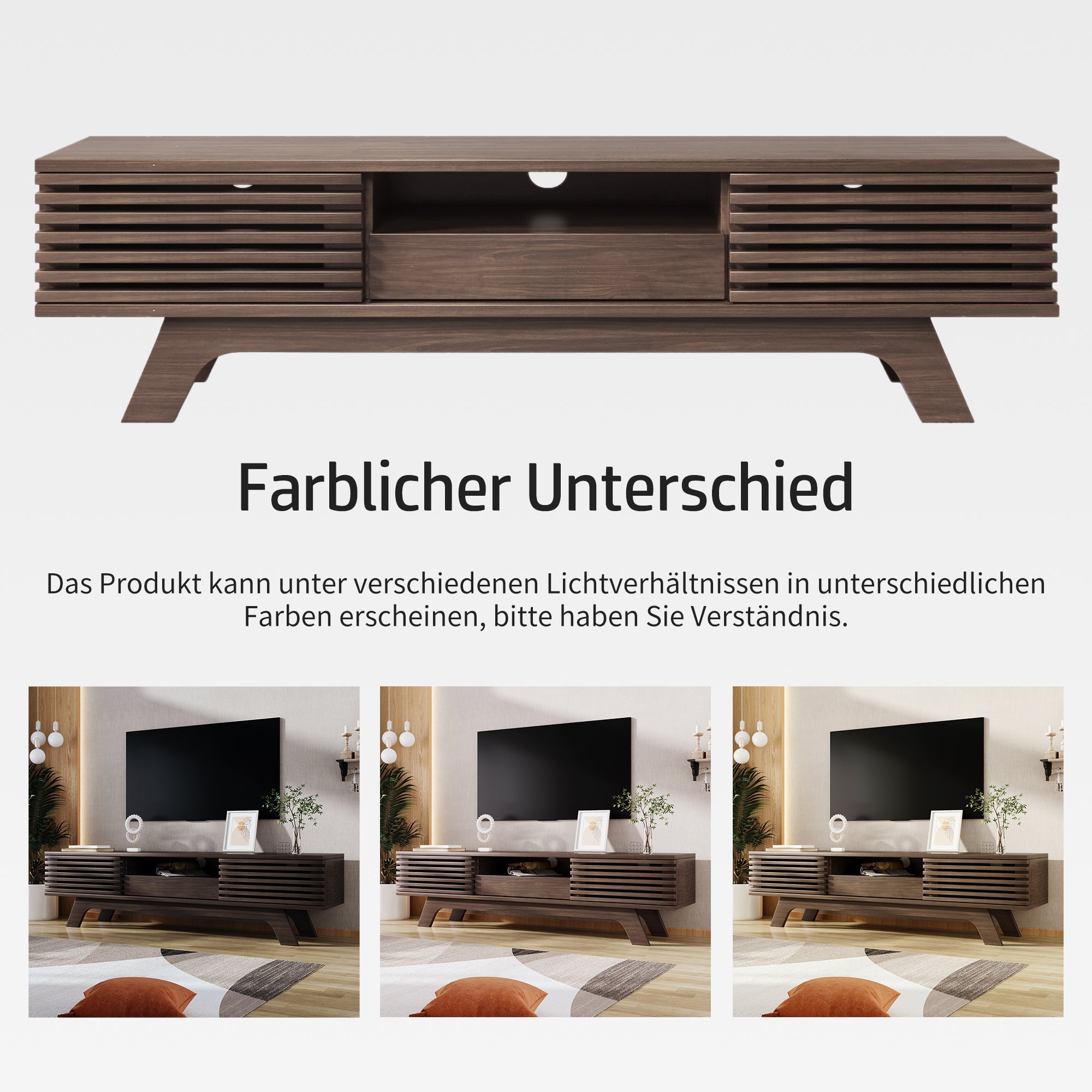 TV Cabinet with One Drawer and Two Doors, Vintage Wood Color