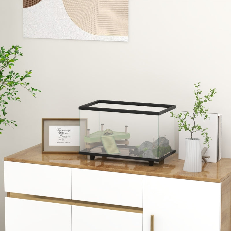 28L Turtle Tank Aquarium with Basking Platform & Drainage, Glass