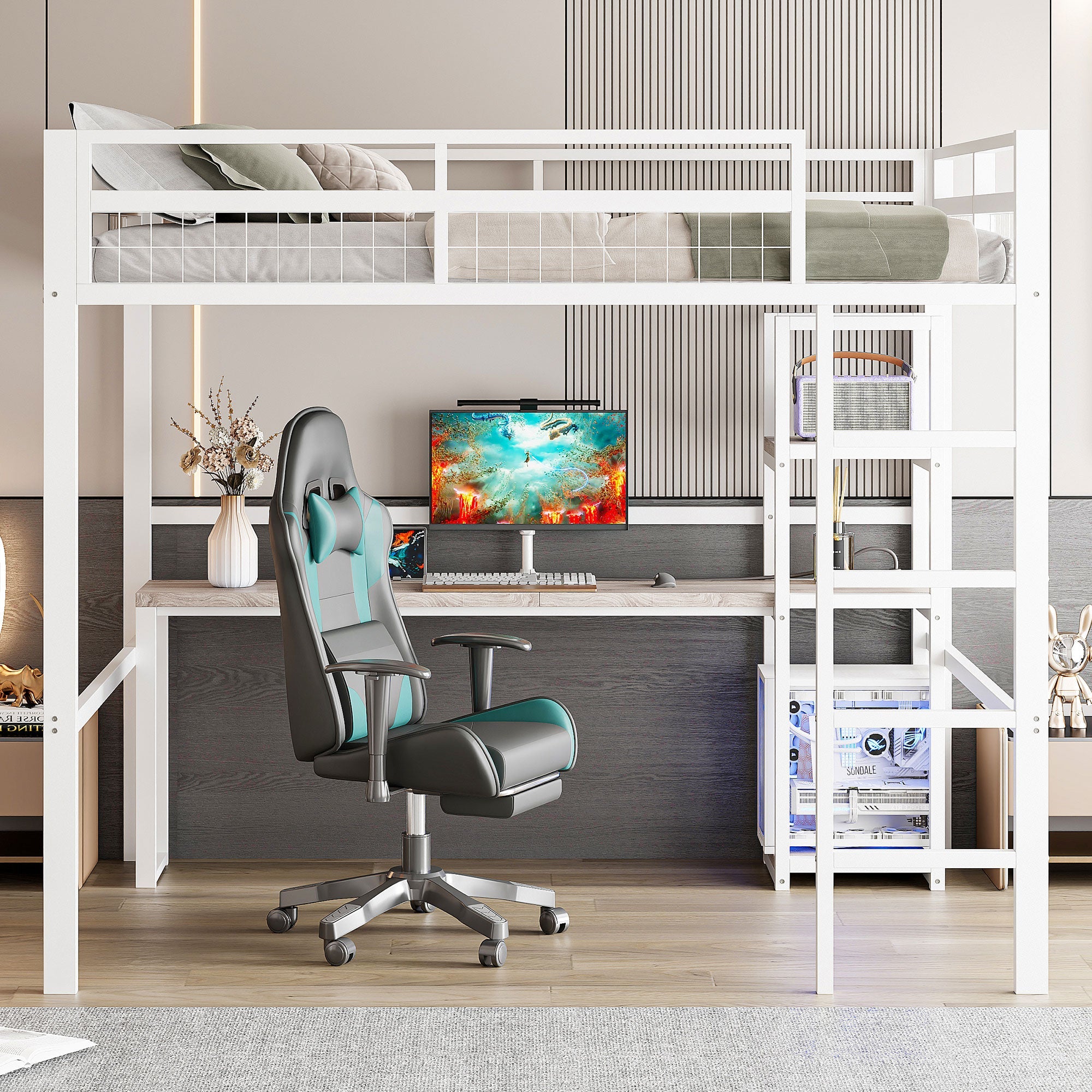 Single pink bed with storage