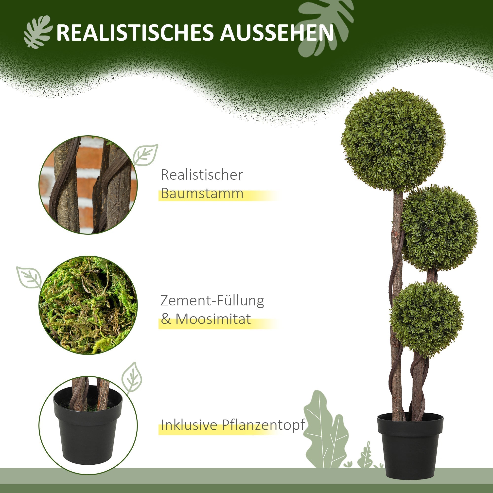 Artificial Boxwood 115 cm Decorative Plant in Pot for Home/Office Green