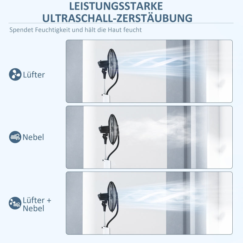 Water-Cooled Pedestal Fan, Misting, Remote, 3 Speed, 3L Tank, 90W, 125cm with Wheels