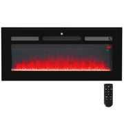 102cm Electric Fireplace 2000W Recessed Wall Mounted with Remote 9 Flame Color Crystal, Black