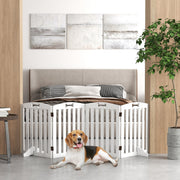 Dog Gate 4-Piece Set, Foldable Freestanding Stair Gate 207.5x61cm, White