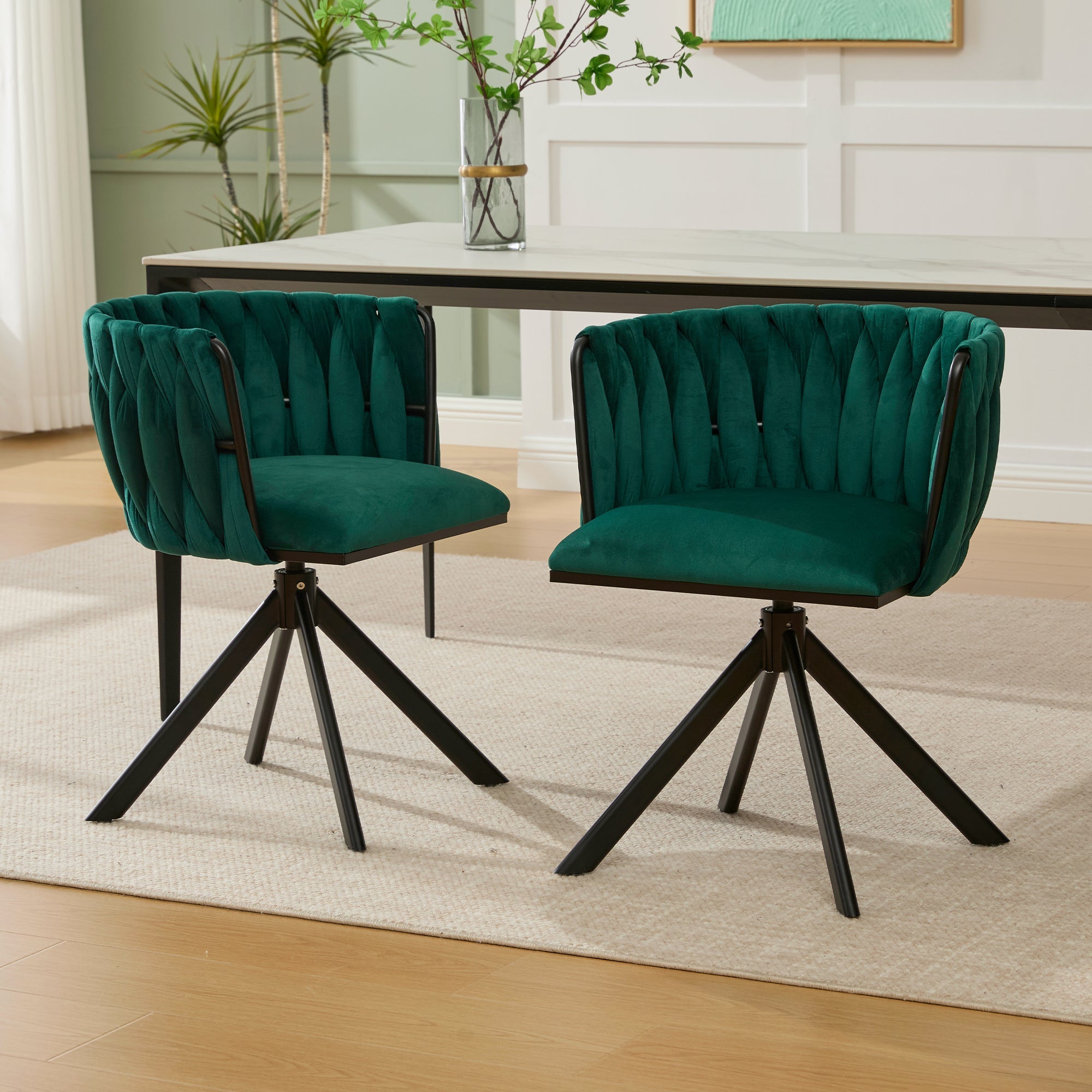 Velour Armchair, Heavy-Duty Metal Frame, 180° Swivel, Ergonomic, Velvety