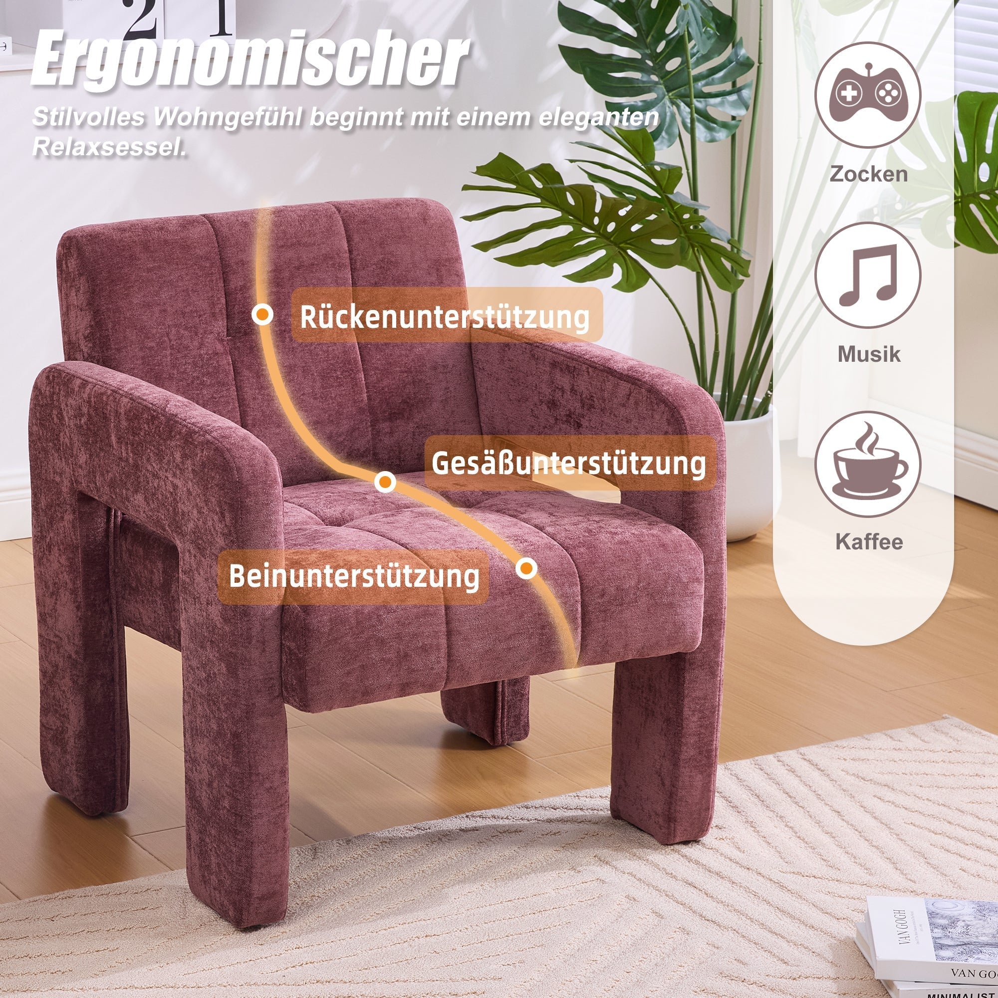 Single Armchair Modern Minimalist Upholstered Padded - Nordic Style