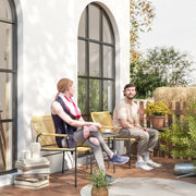 3-teiliges Rattan-Bistro-Set, 2 Stühle Kaffeetisch, Stahl Gelb