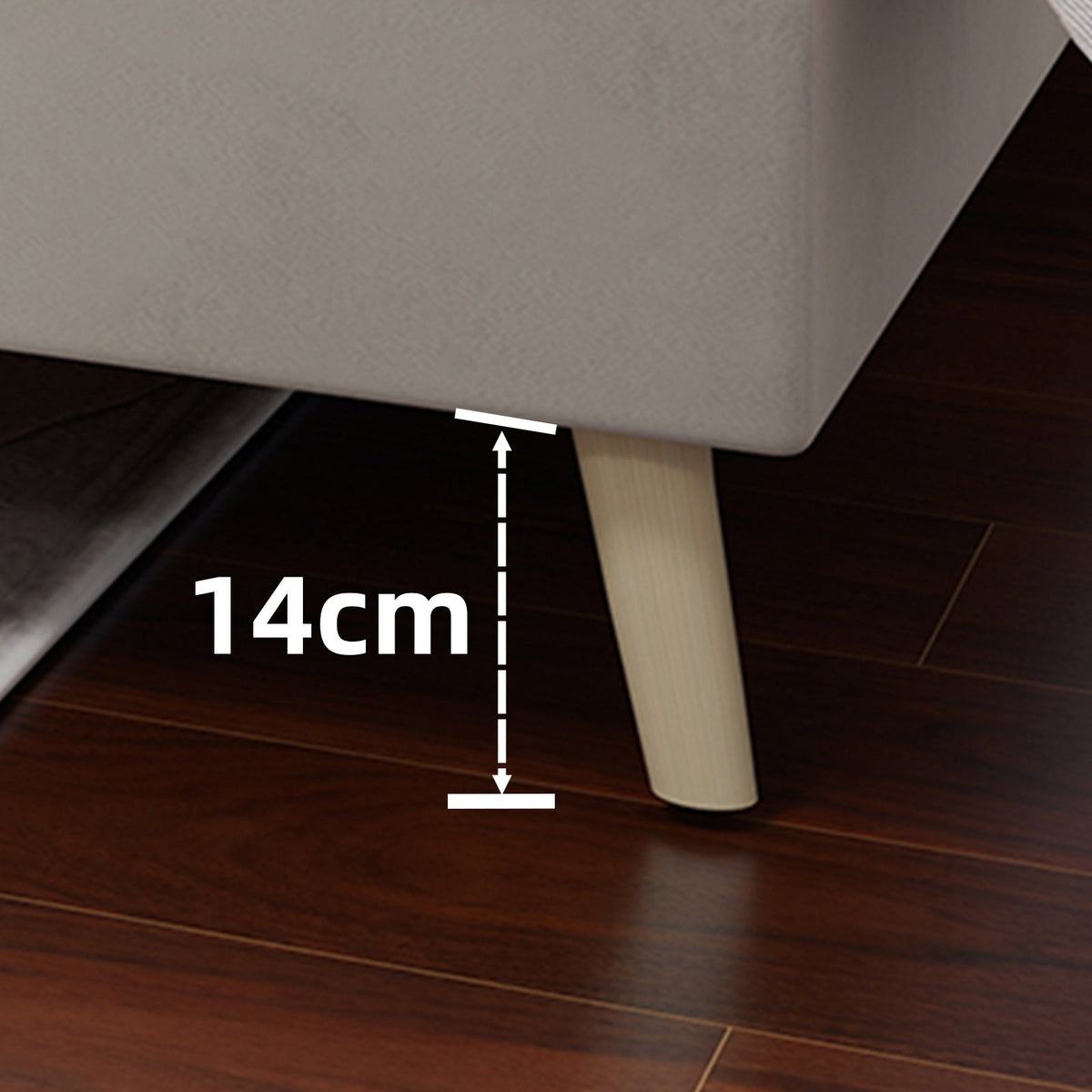 Modern Minimalist Bed Frame, 90x200 cm, Low-Profile, Dutch Velvet Beige