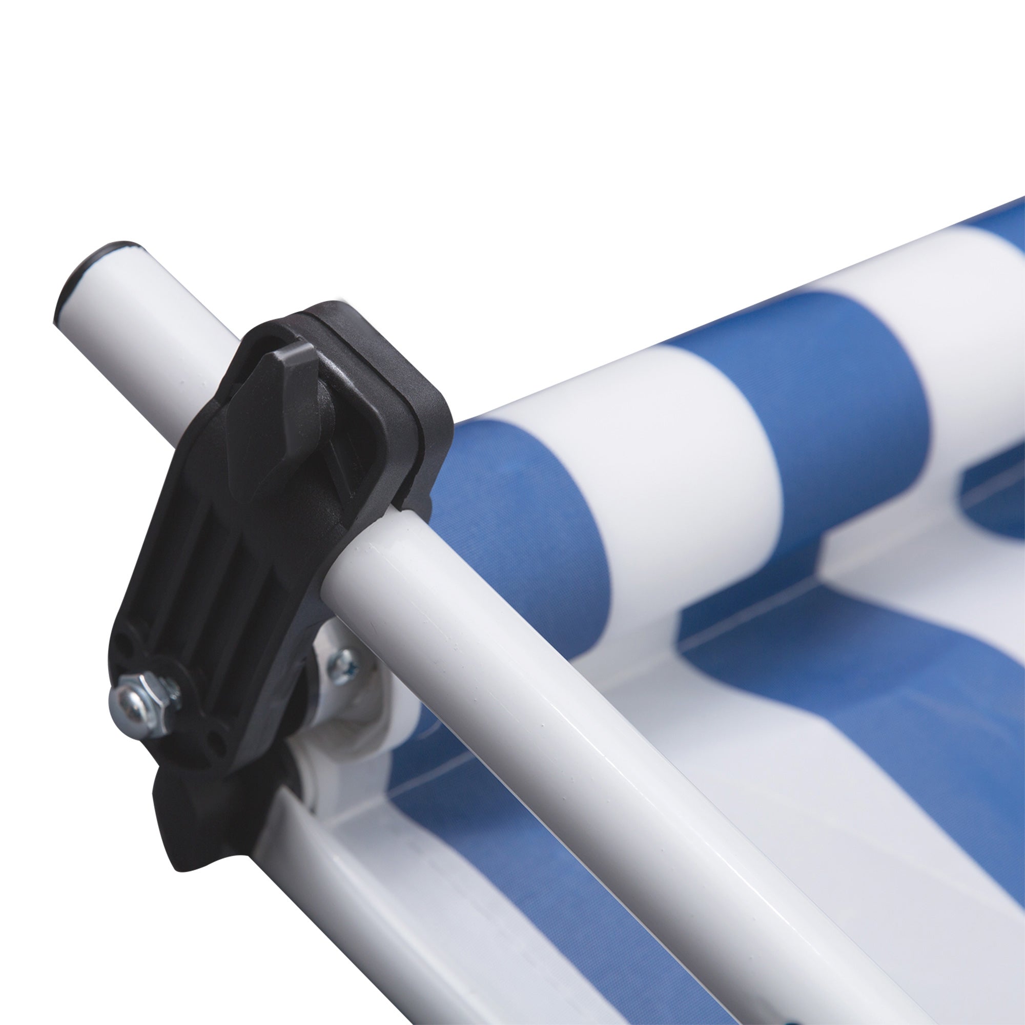 Awning Hand Crank Height Adjustable Dirt-Repellent Aluminum Polyester Blue/White