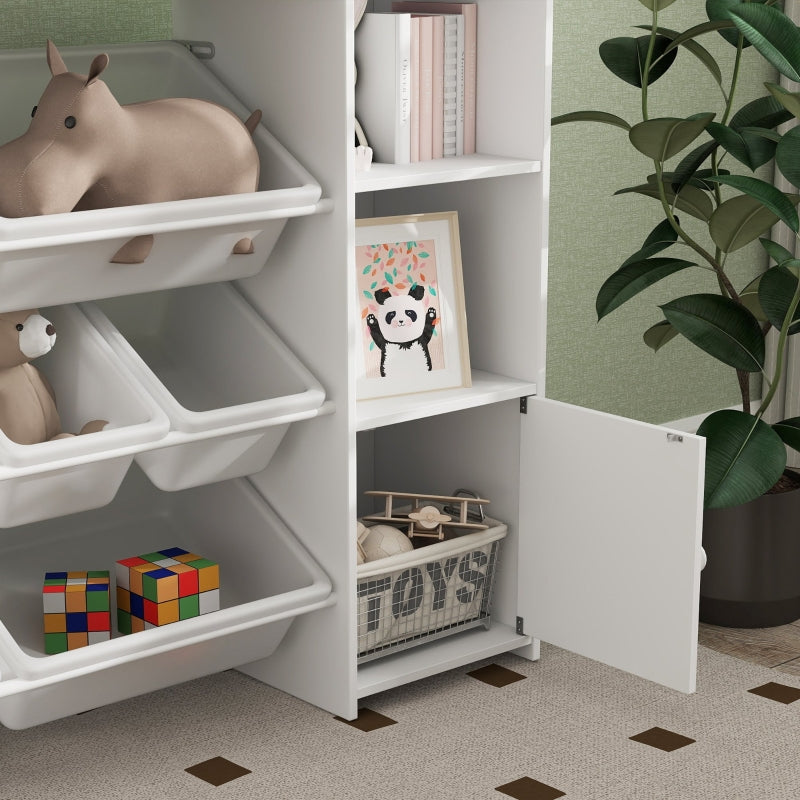 Children's Storage Shelf & Toy Organizer, 8 Removable Boxes, White