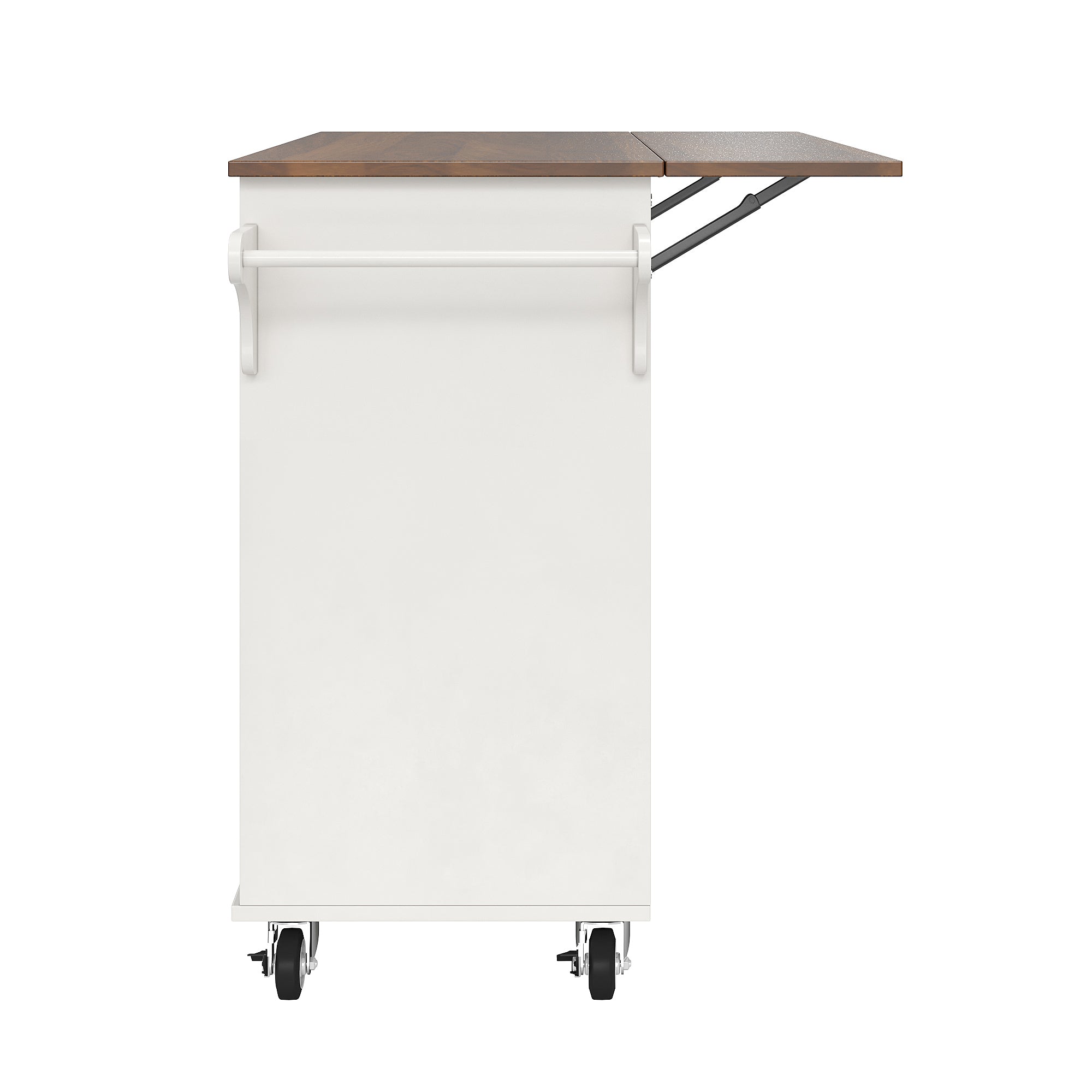 Kitchen Cart with Towel Rail, Spice Rack, Adjustable Dividers, White Wood Grain