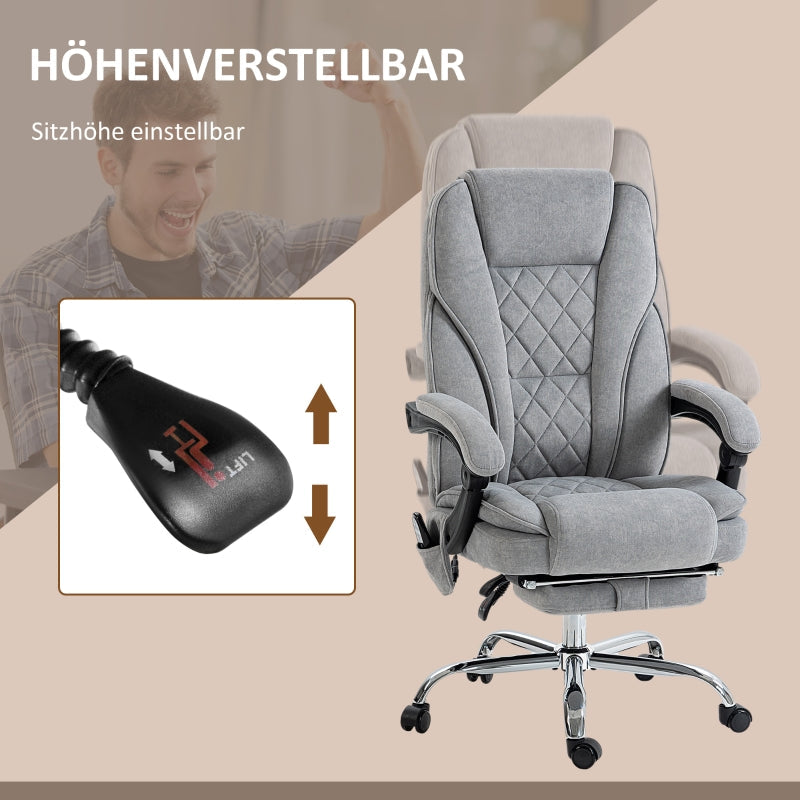 Vinsetto Office Chair, Massage Recliner with Footrest, Grey