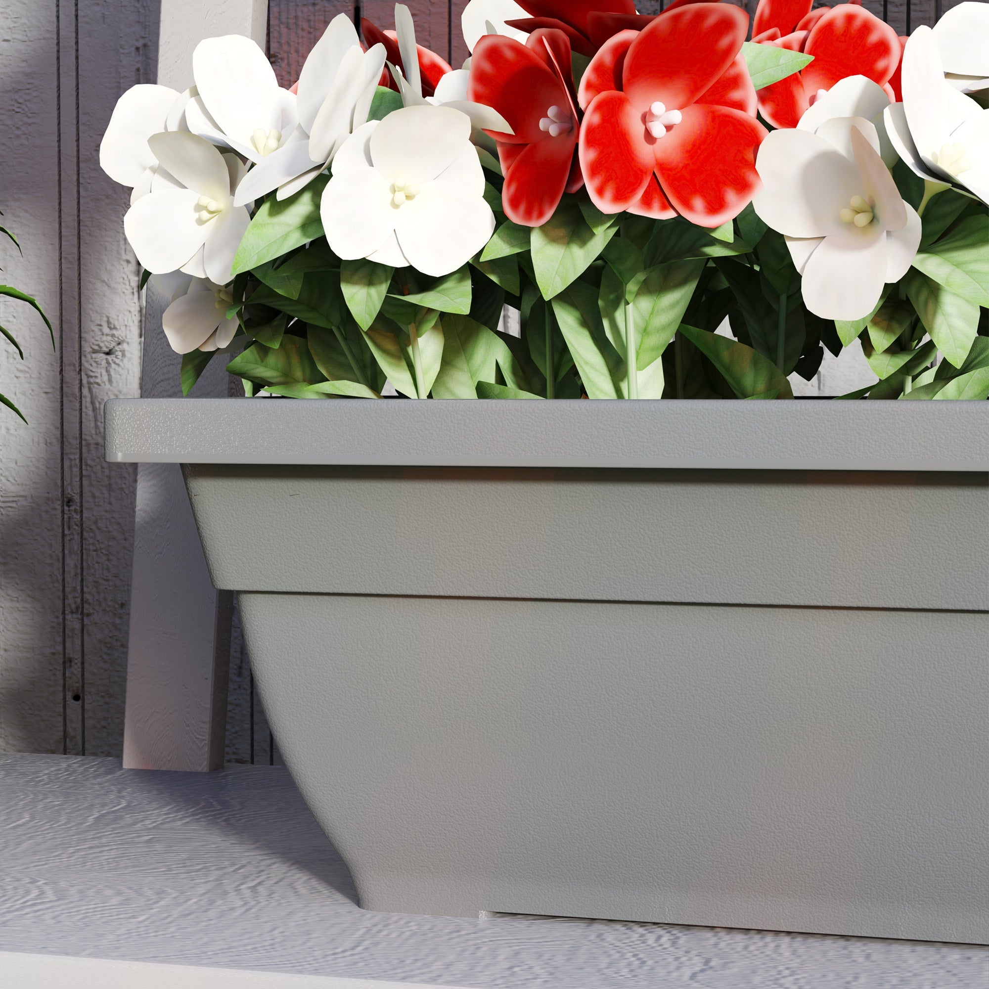 5 Plastic Flower Pots Stackable Weatherproof for Indoor Outdoor Use, Grey