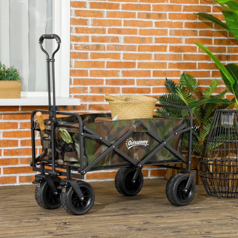 95L Folding Garden Trolley with Steel Frame and Handle, Multicolor
