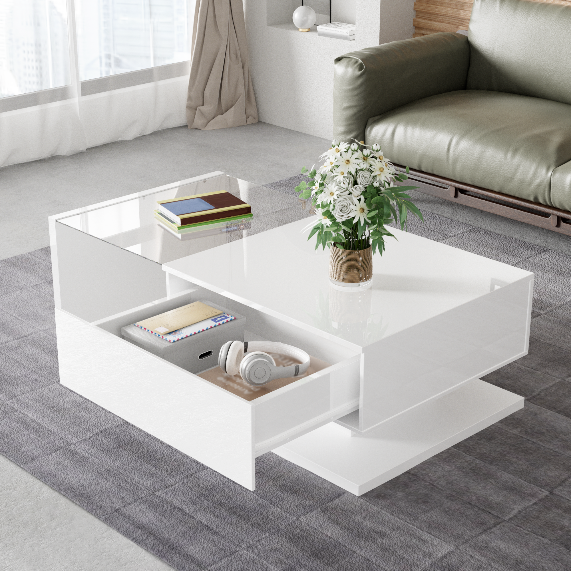 Coffee Table, High-Gloss White
