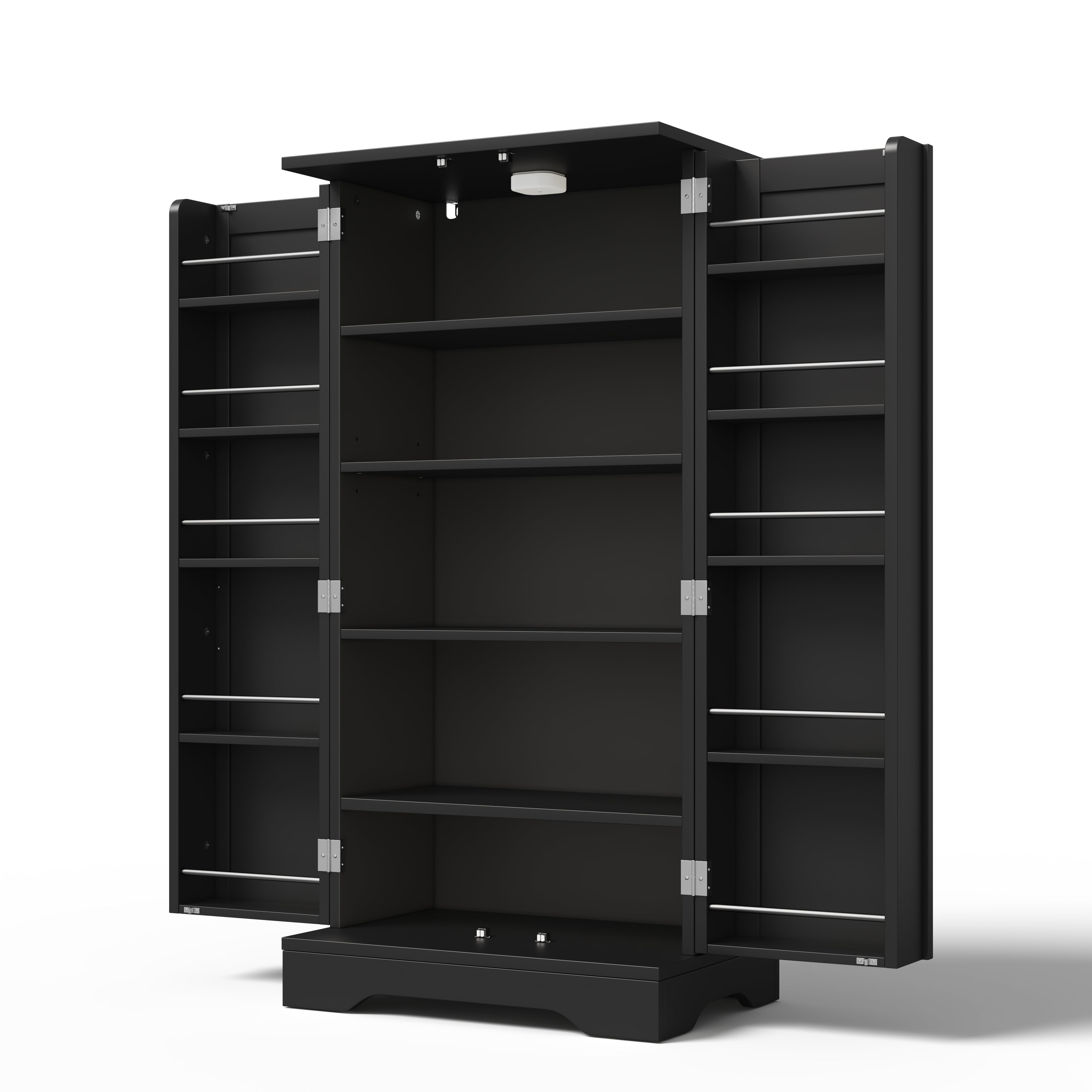 Kitchen Cabinet 120x60x40cm 2-Door LED Sensor Light Black MDF