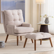 Lounge Chair with Footrest Adjustable Backrest Tiltable Side Shelf