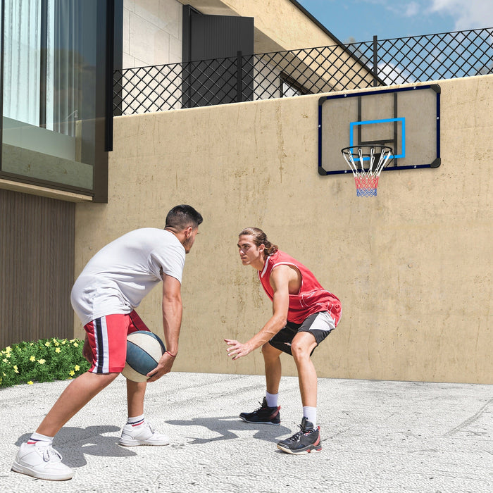 Basketball Hoop Wall Mounted Backboard with Net, Steel
