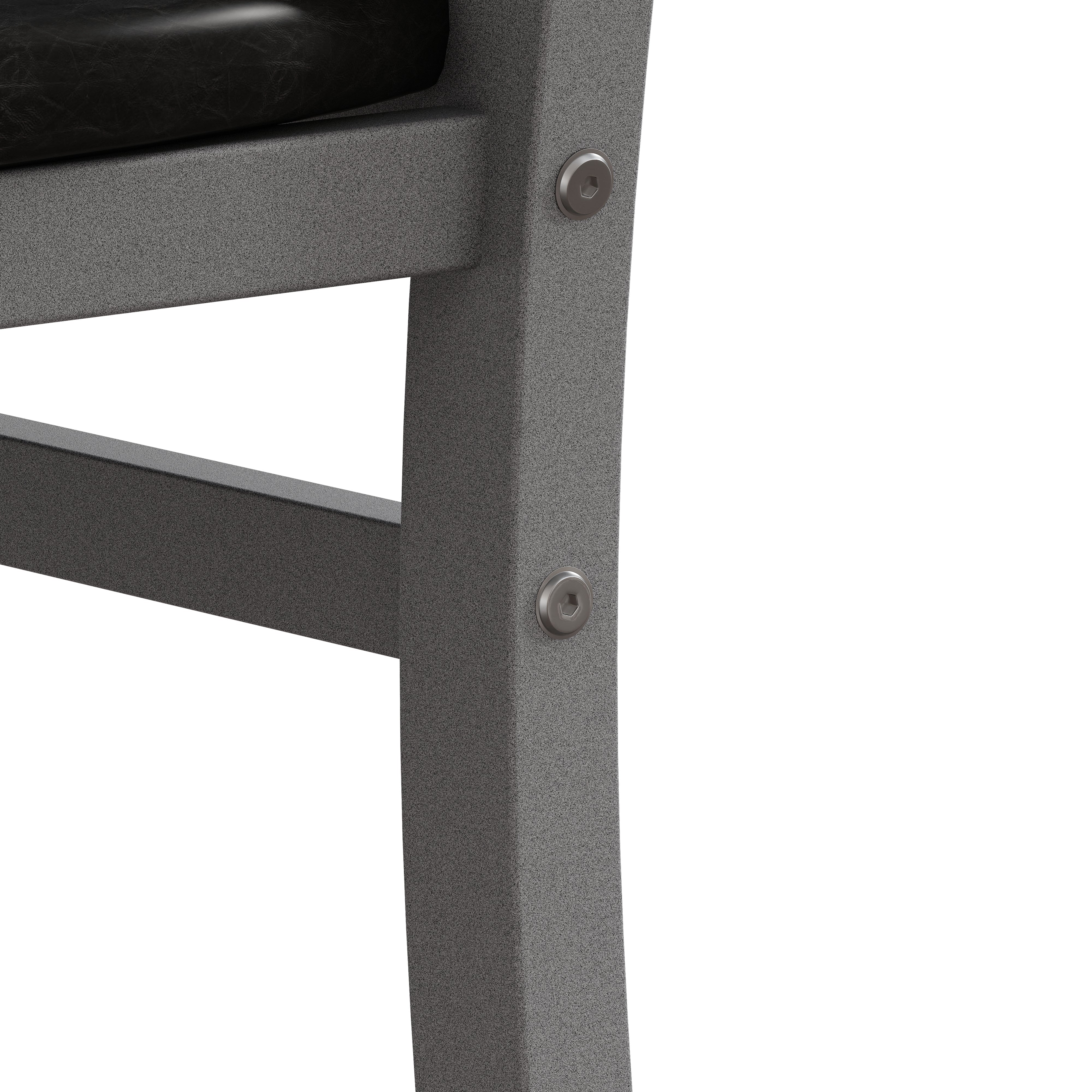 Dining Chairs - Set of 4, High Back Armless, Steel & PU Leather, Grey