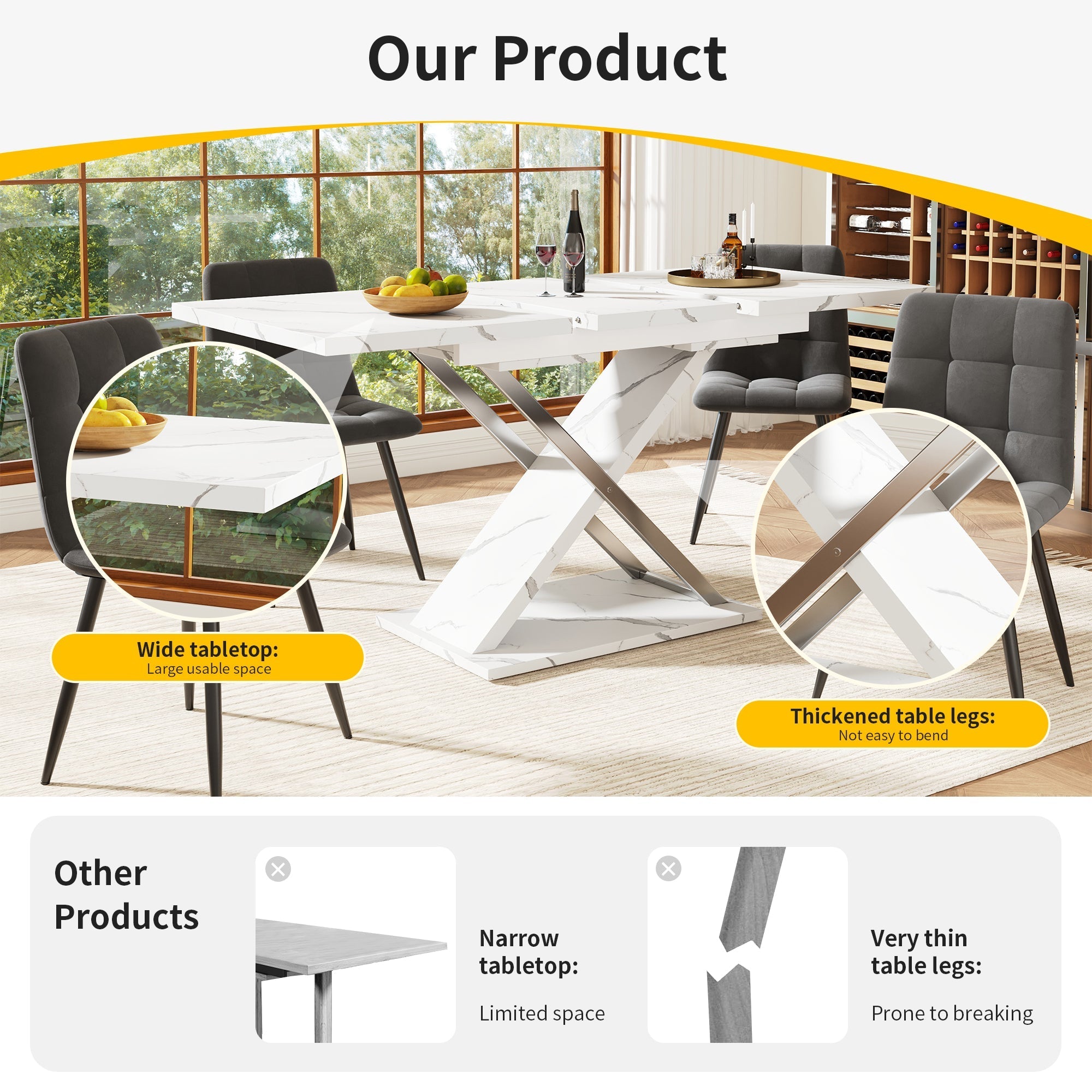 Extendable Dining Table 118–157 x 75 cm with Cross Legs, MDF