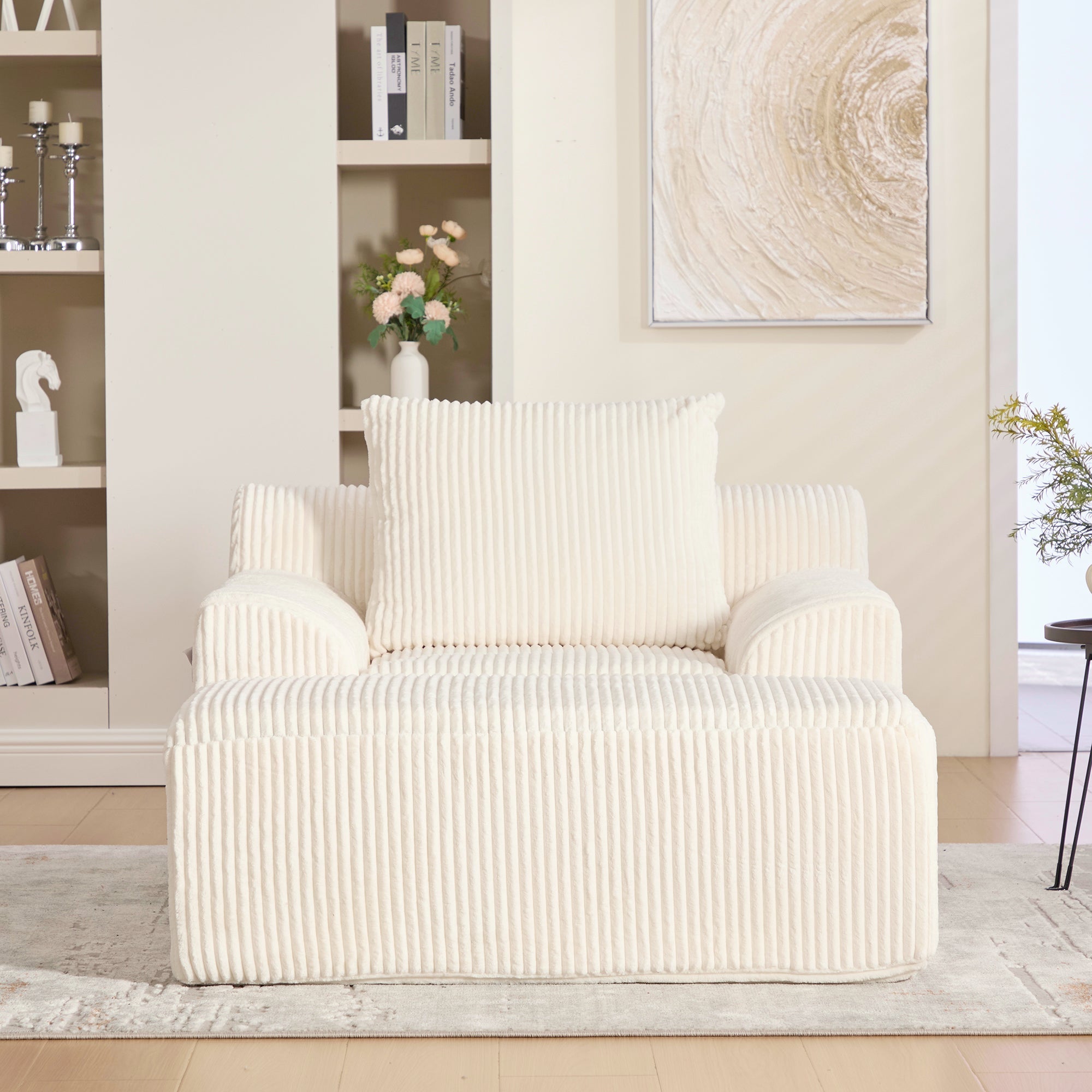 Oversized Sofa Chair, Deep Seat Upholstered Armchair with Side Pockets, Corduroy