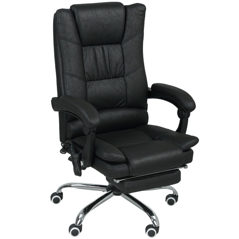 Vinsetto Massage Office Chair, Footrest, Height-Adjustable, Black