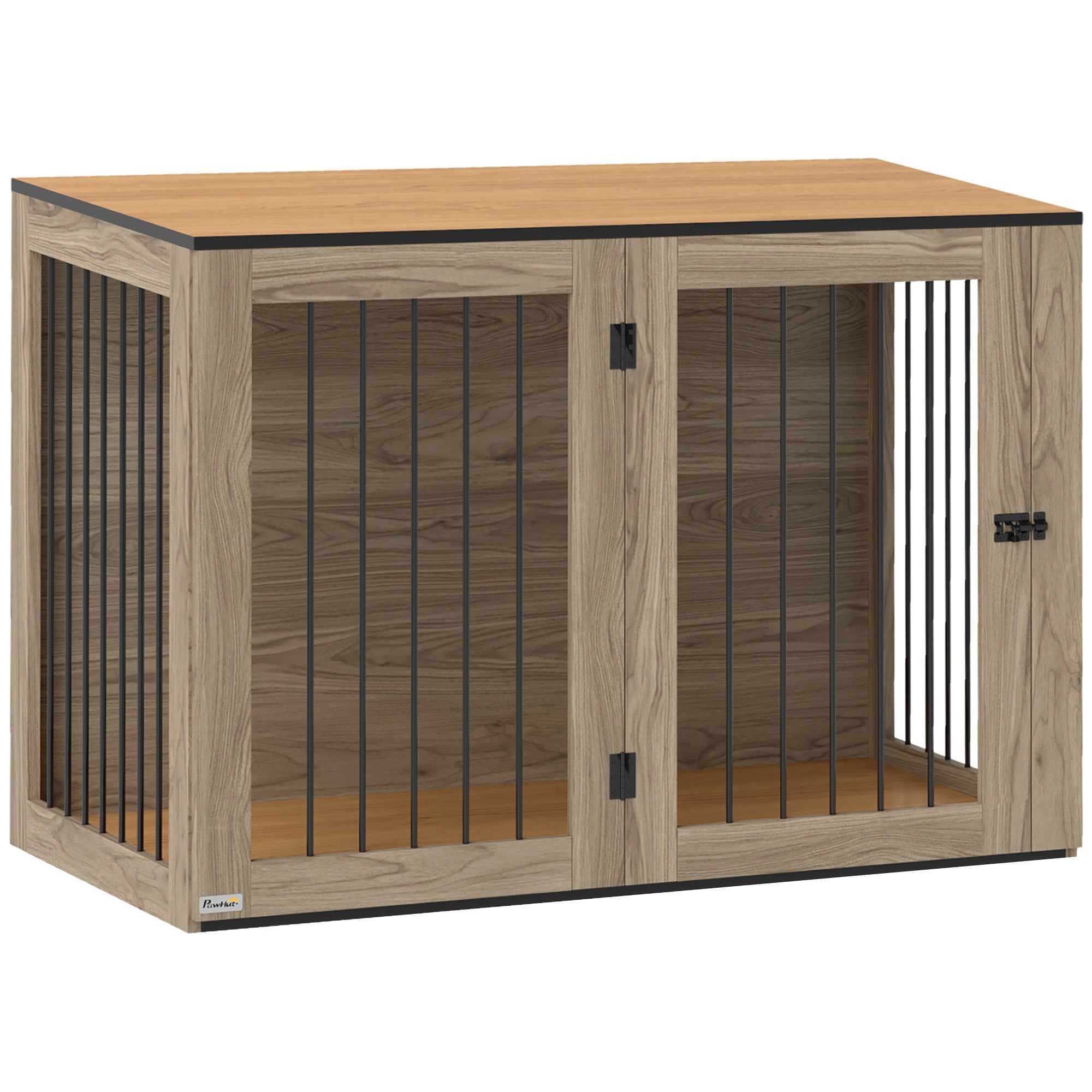 Hundekäfig-Möbel, Box mit Tür und Fenster, Eiche