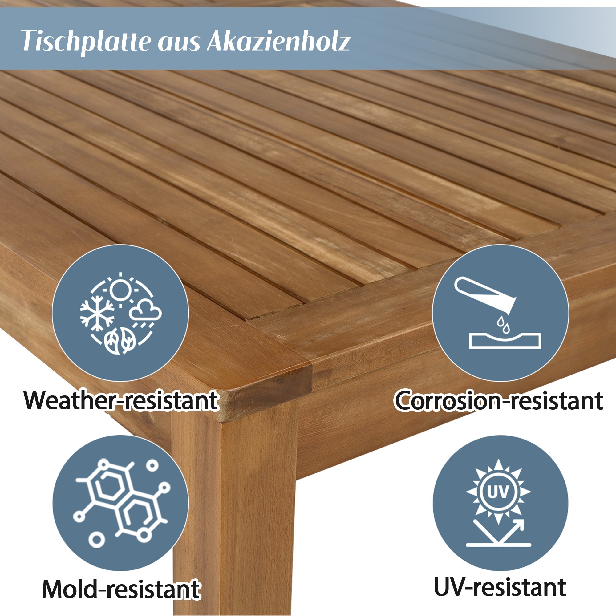 6-Piece Garden Furniture Set with Sofa, Stools and Acacia Tabletop, Grey