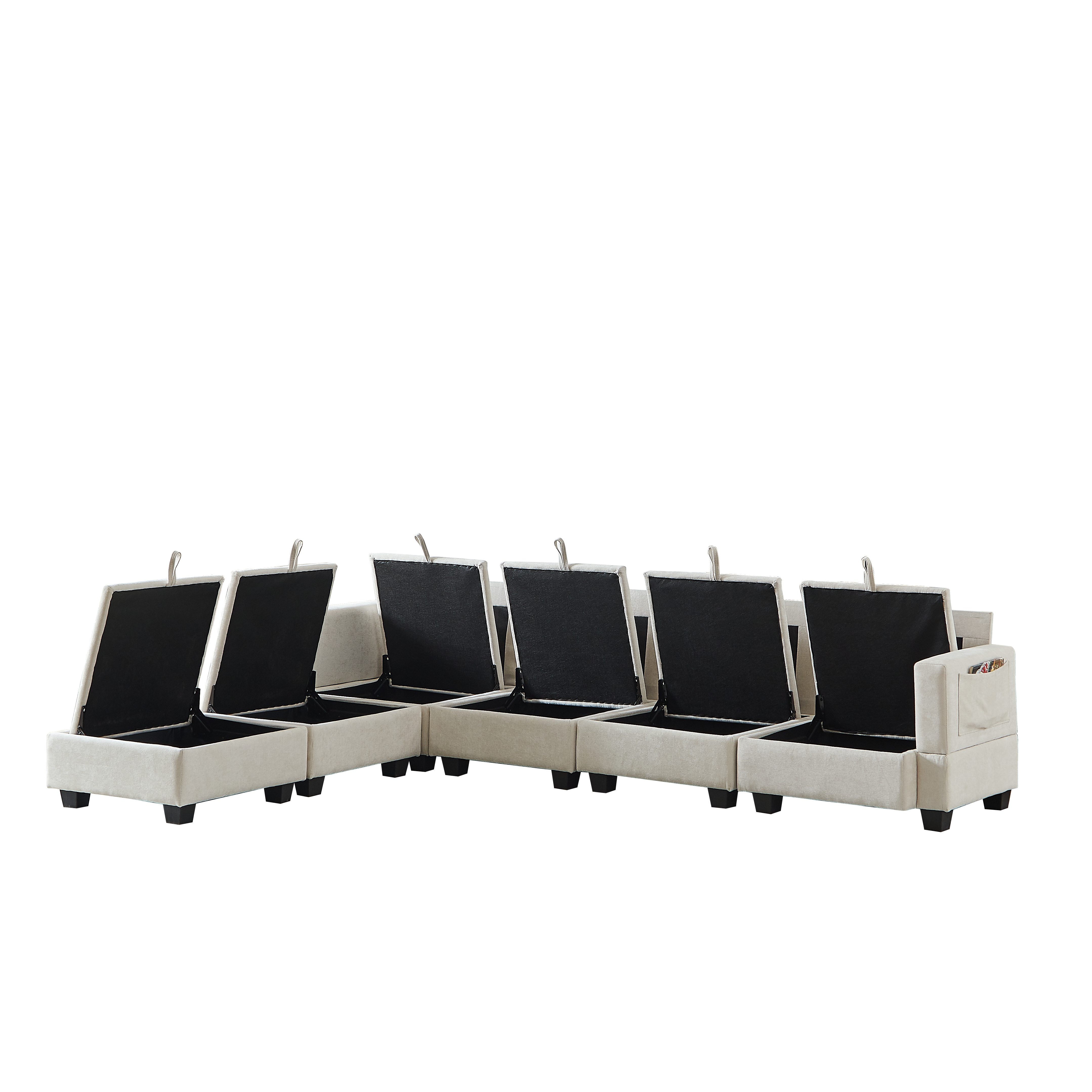 Modular Corner Sofa U-Shaped 6-Seater Storage Ottoman Chaise - Chenille