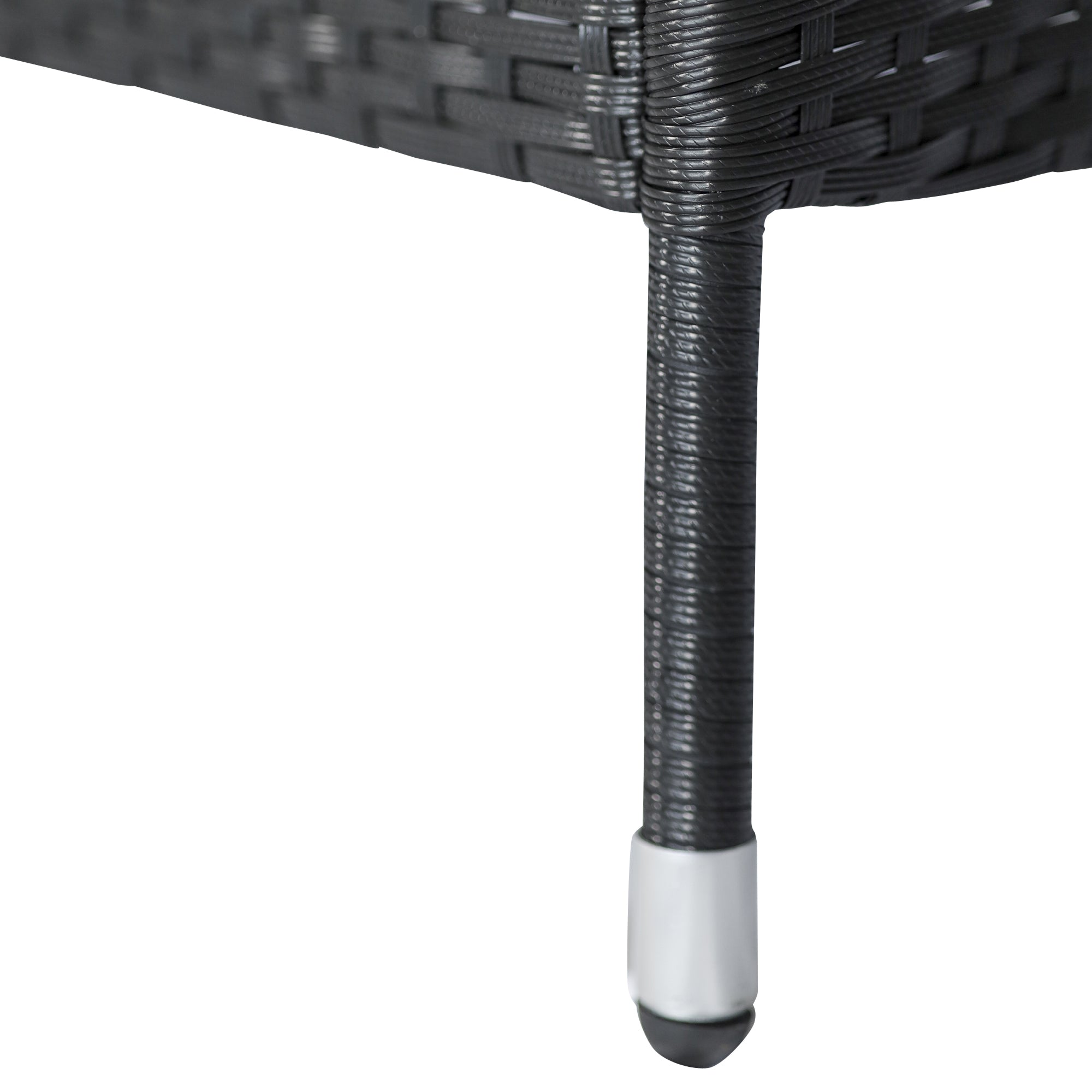 Polyrattan Garden Bench with Table, 2-Seater, Steel, Black