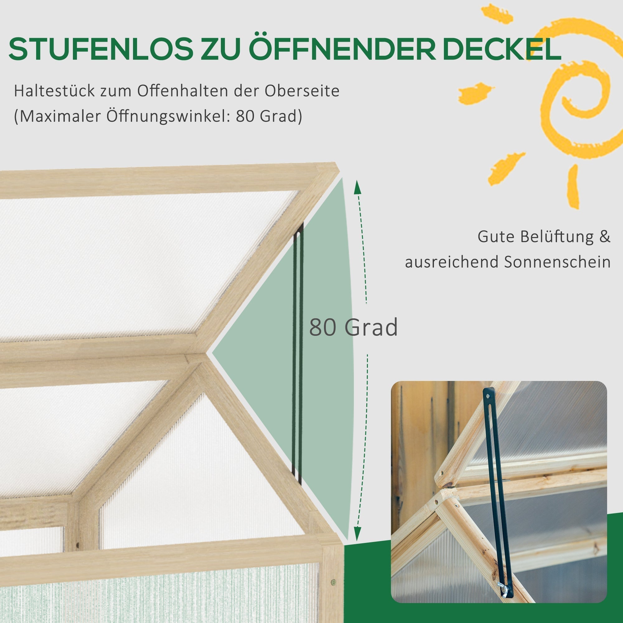 Wooden Cold Frame Mini Greenhouse 90x52x49.5cm Winterproof Raised Bed, Natural Wood