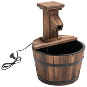 garden fountain decorative barrel waterfall fir wood and metal dark brown