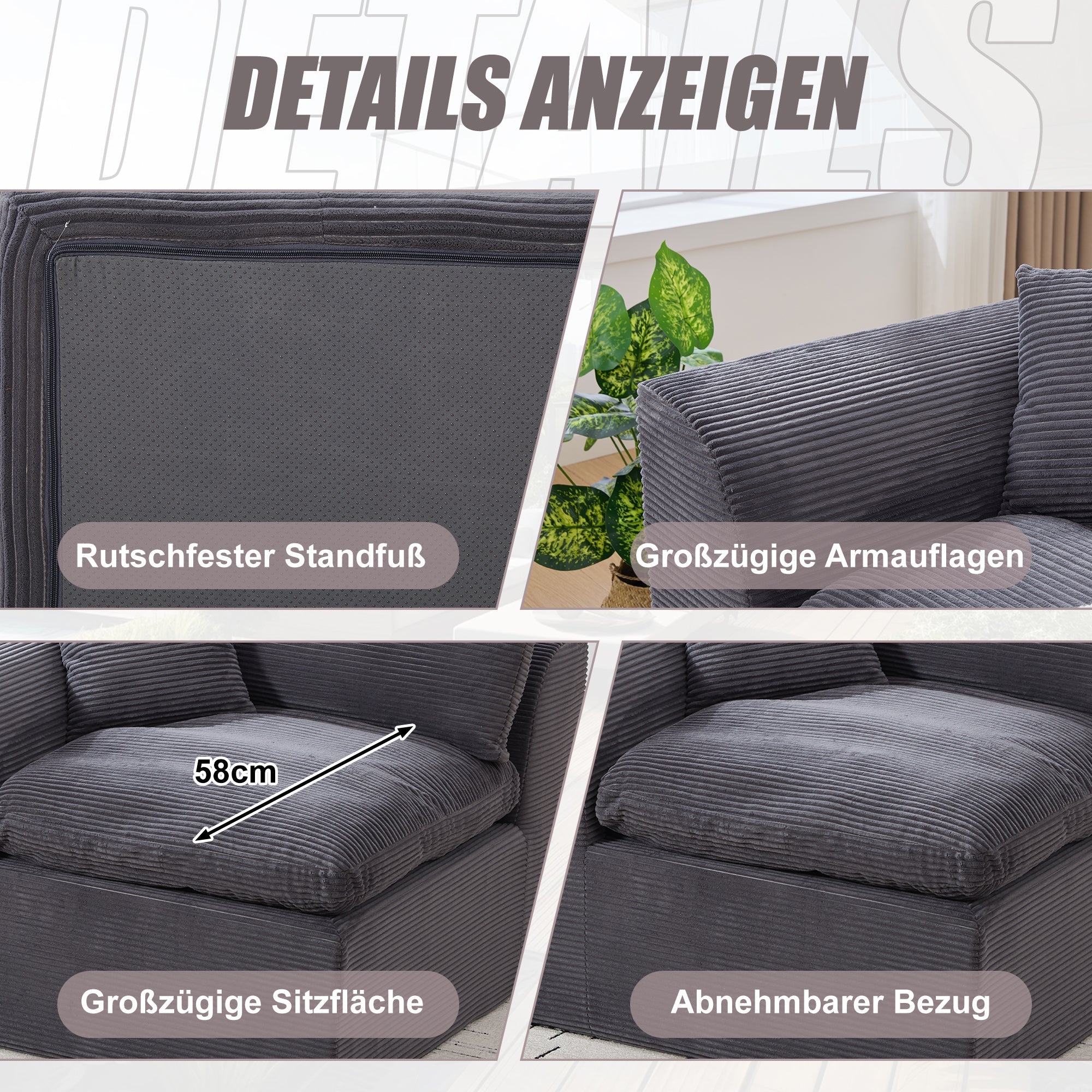 Armchair Single-Seater Modern Minimalist Fabric Cushion - Nordic Style