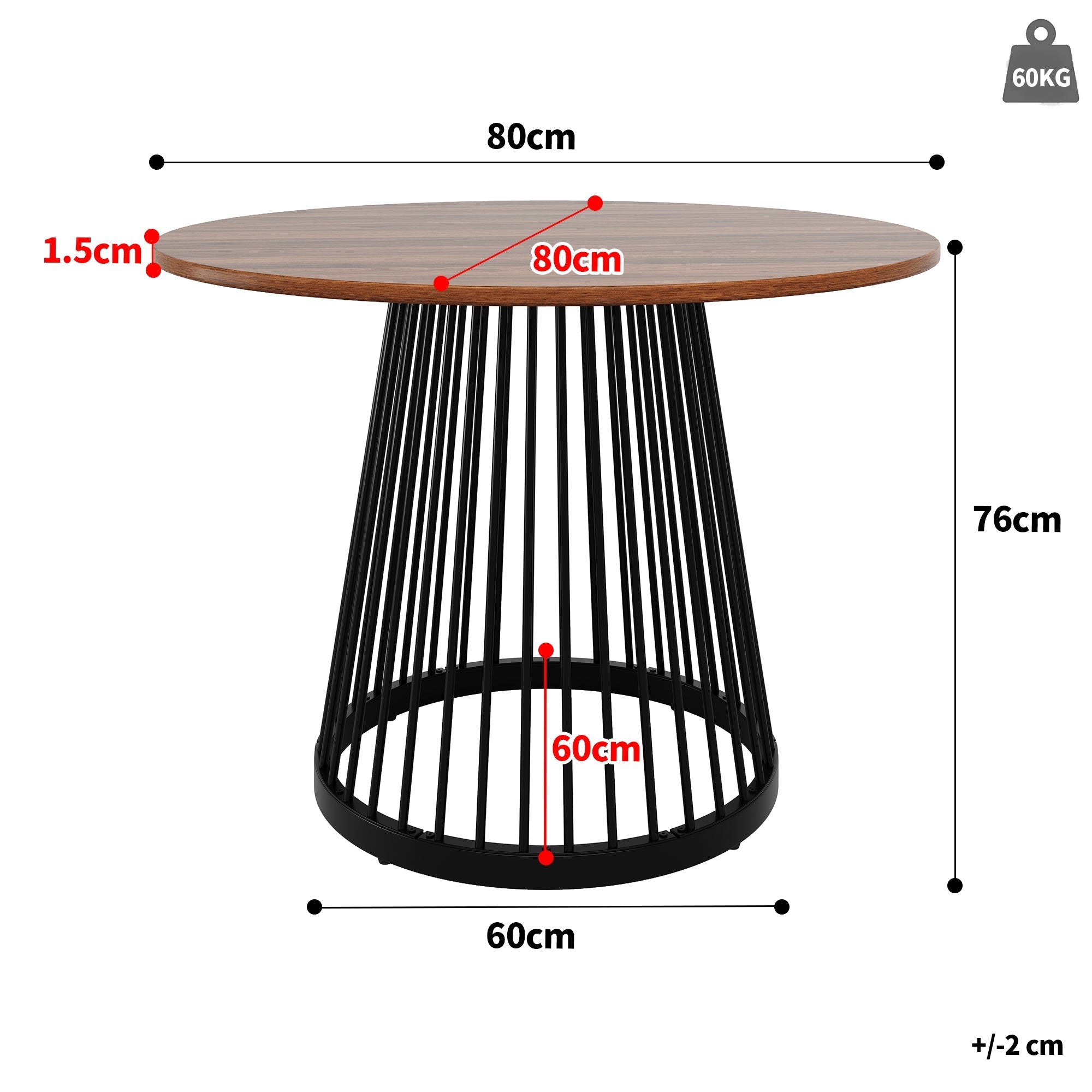 5-Piece Dining Table Set Round 80cm Kitchen Black Metal Walnut MDF/Velvet