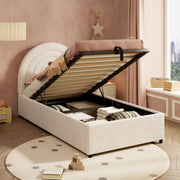 Upholstered Single Bed 90x200 with Slatted Base and Headboard, Beige Velvet