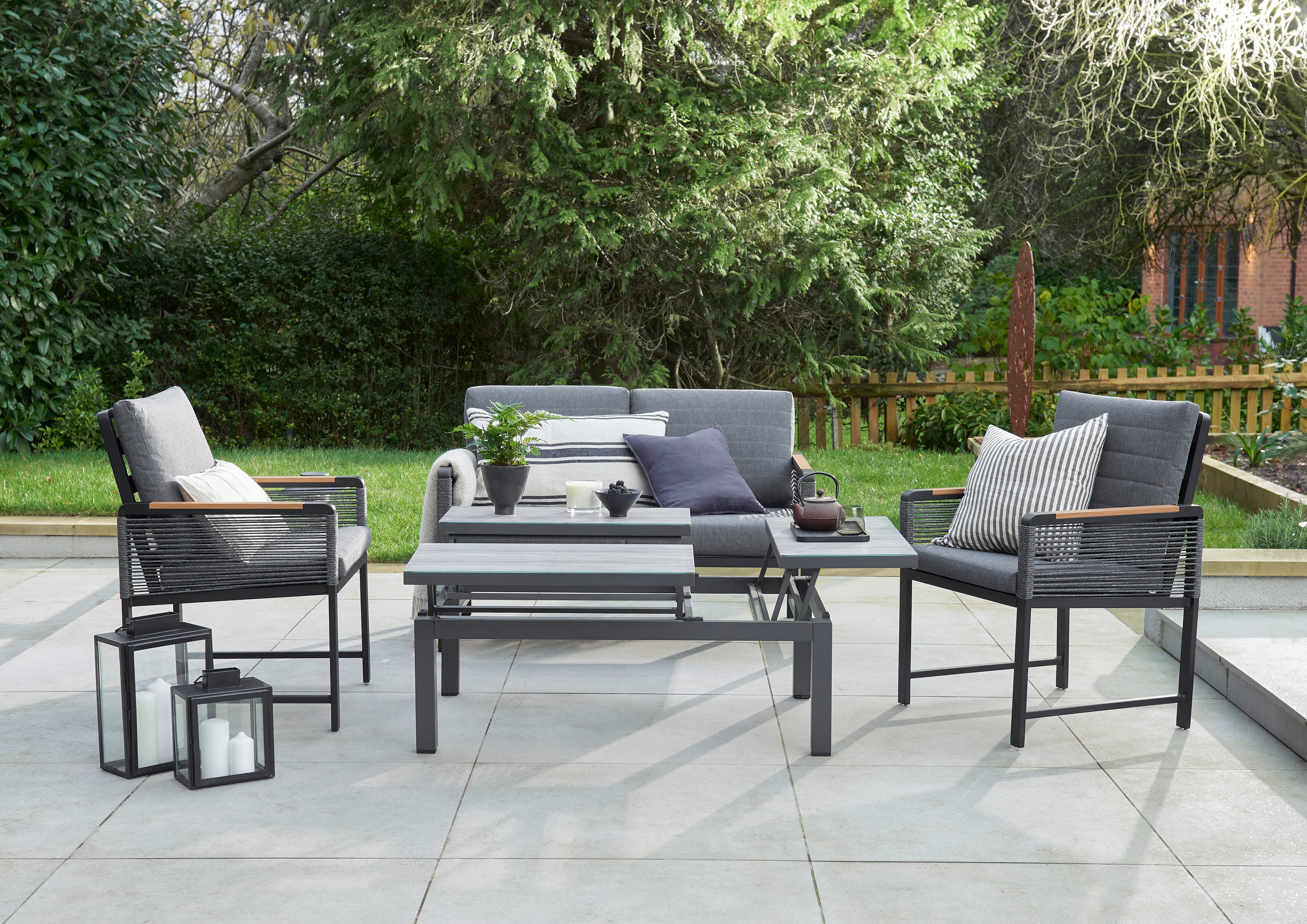 Bellmount - Rope Weave Aluminium Sofa Set with 3-Way Lift Table
