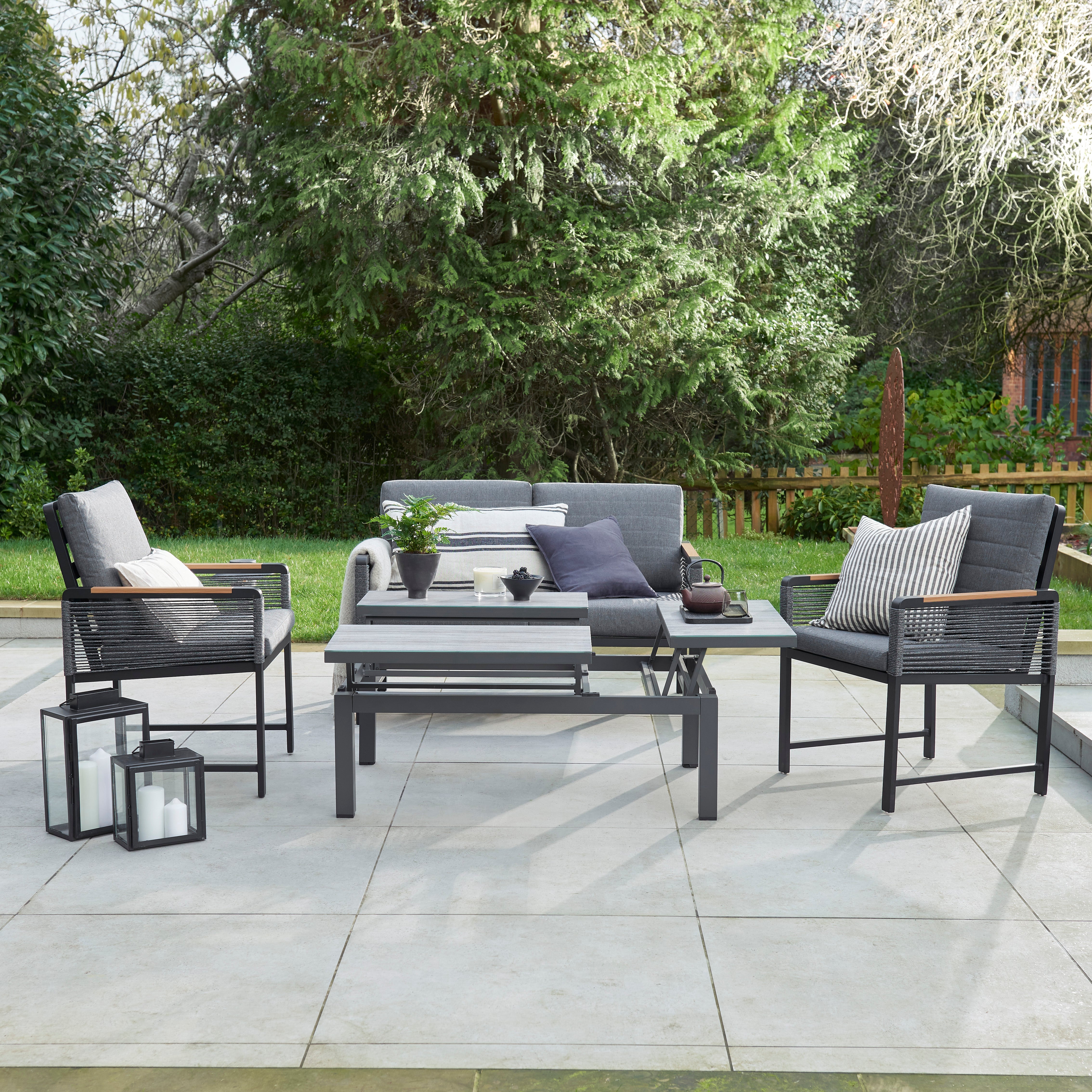 Bellmount - Rope Weave Aluminium Sofa Set with 3-Way Lift Table